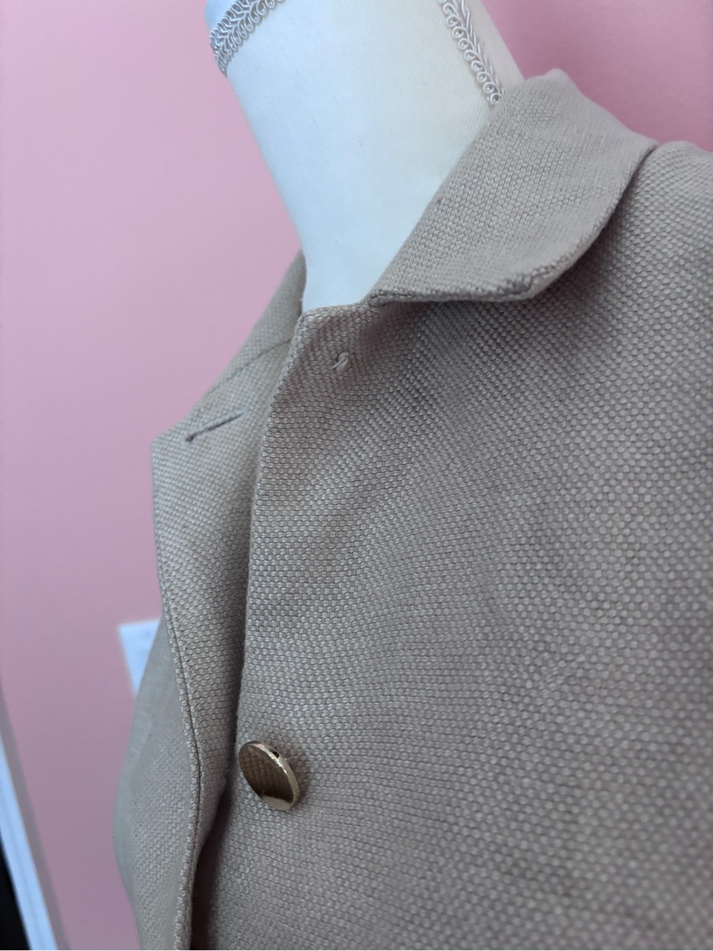 Theory Linen Blend Military Sleeveless Belted Mini Dress in Taupe - Picture 7 of 7